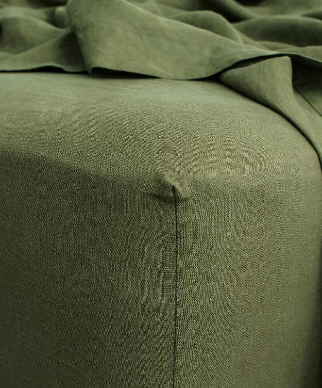 Linen Fitted Sheet - Forest