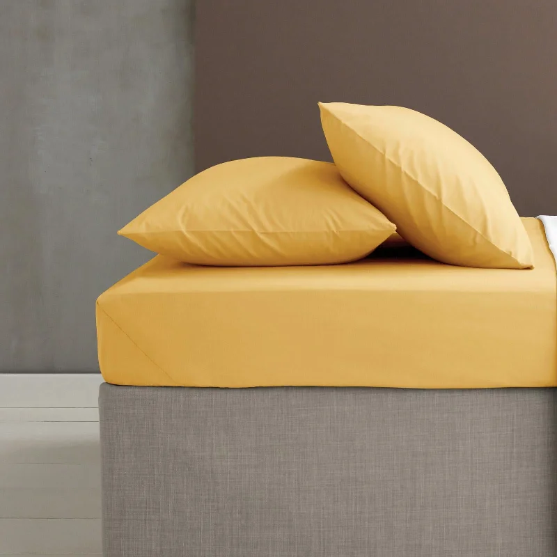 Easy-Iron Percale Fitted Sheet Ochre