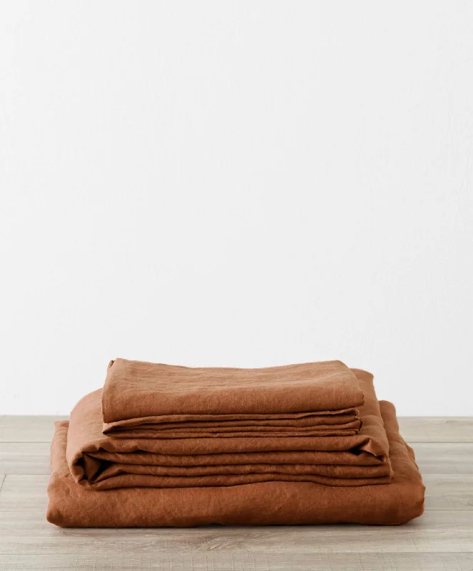 Linen Sheet Set With Pillowcases - Cedar