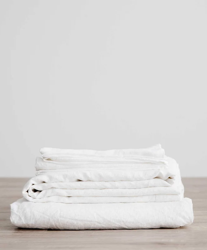 Linen Sheet Set with Pillowcases - White