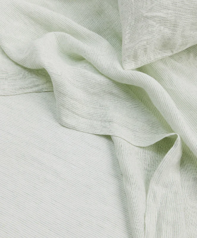 Linen Flat Sheet With Border - Fern Stripe