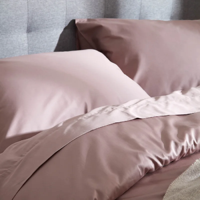 Organic Cotton Sateen Fitted Sheet - Dusty Rose