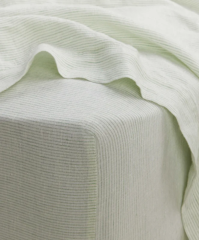 Linen Fitted Sheet - Fern Stripe