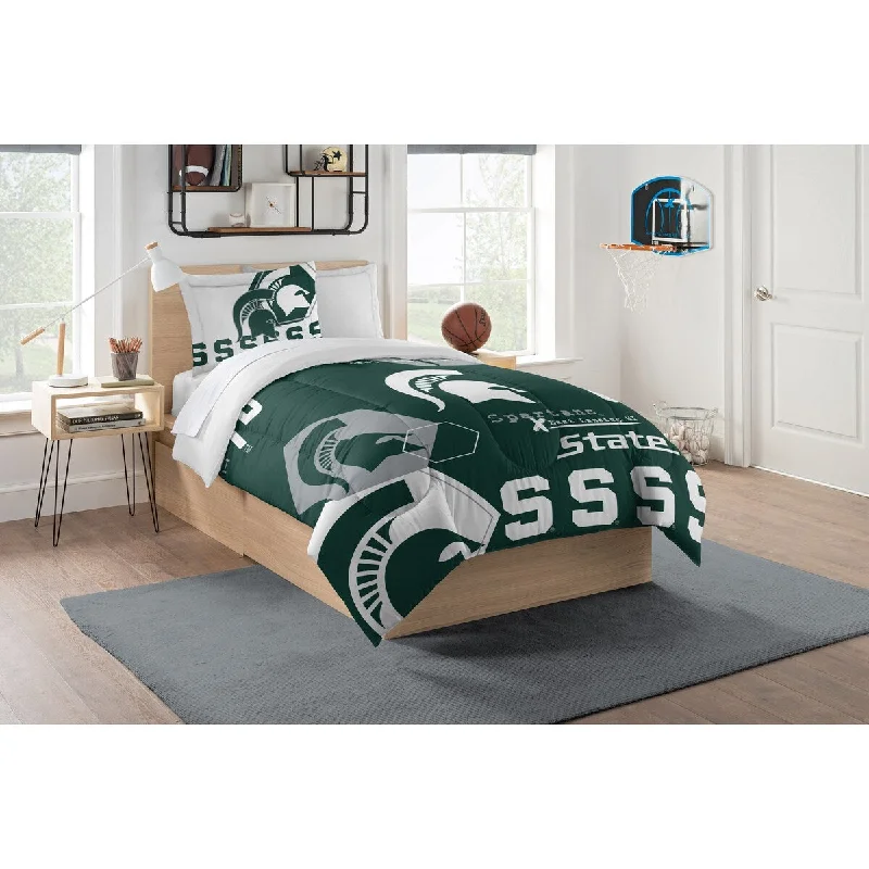 Cotton - filled comforters for a breathable and natural sleep experienceCOL 862 Michigan State Hexagon Twin Comforter Set