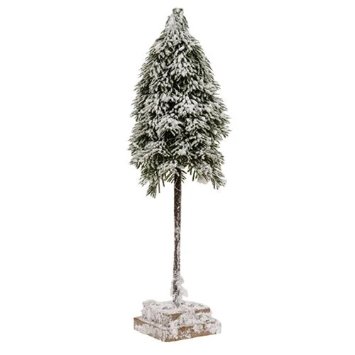 Heavy Snowy Weeping Pine Tree on Base 16"